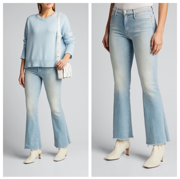MOTHER Denim - Mother 28 Light Blue Weekender Fray Flare Jeans